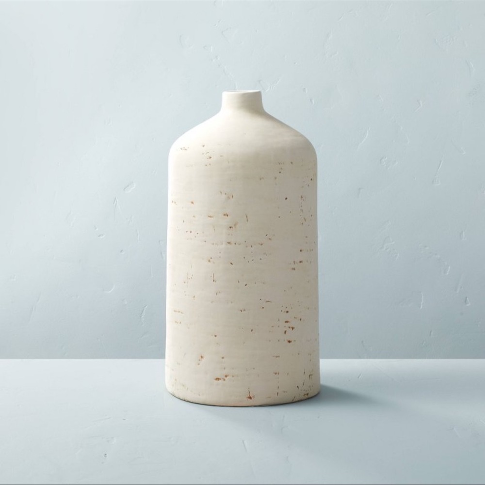 Large Textured Distressed Ceramic Vase